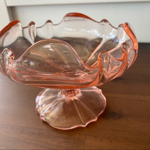 Vintage Accents Pink Depression Glass Pedestal Bowl Poshmark